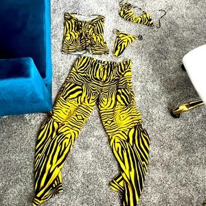 Bikini with cover up pants and sarong medium used once